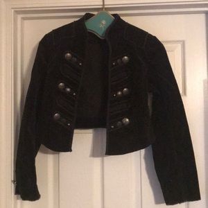 Cropped Velvet Military Jacket